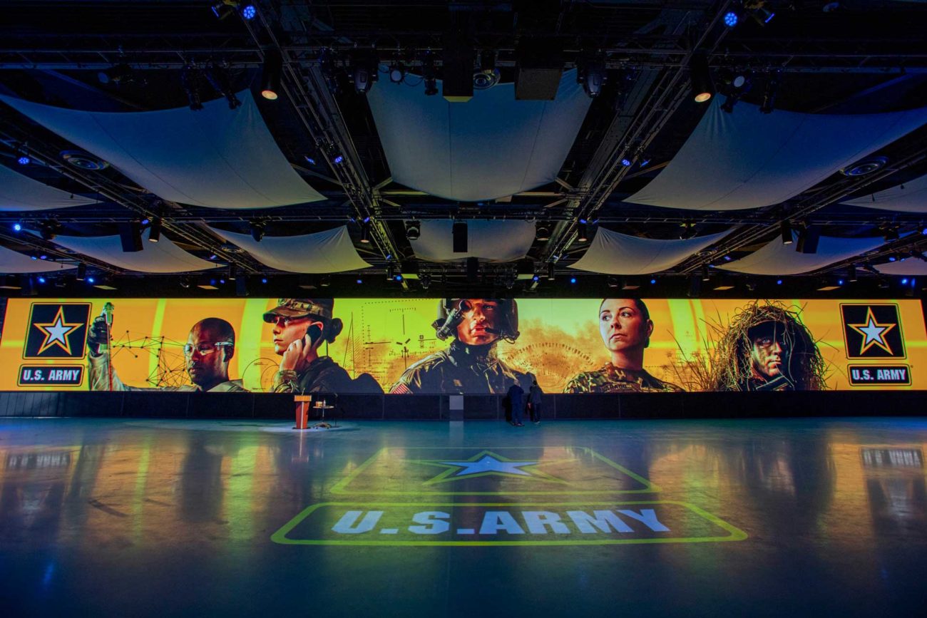 LED video wall soldiers