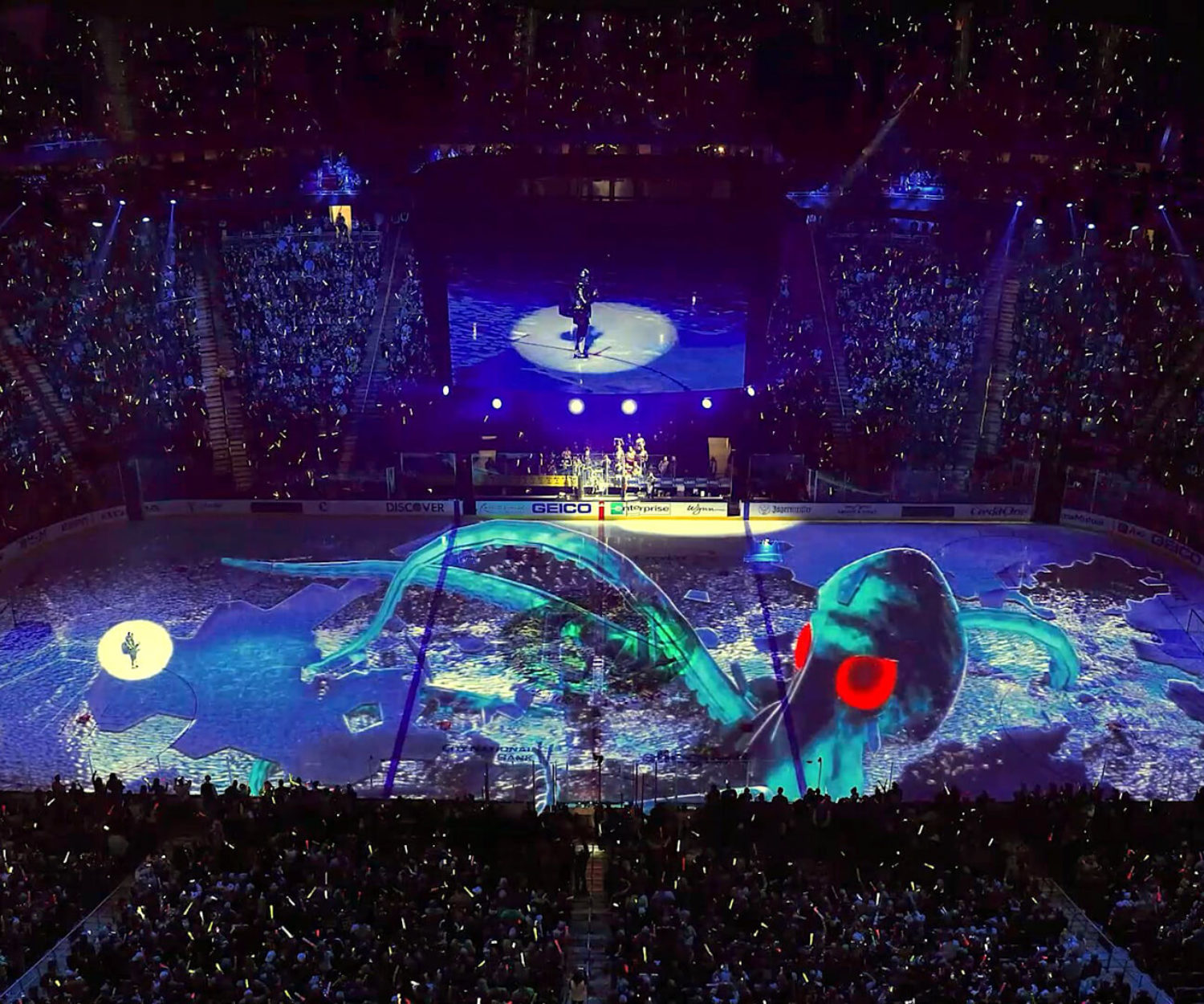 Seattle kraken hockey on ice projection video mapping