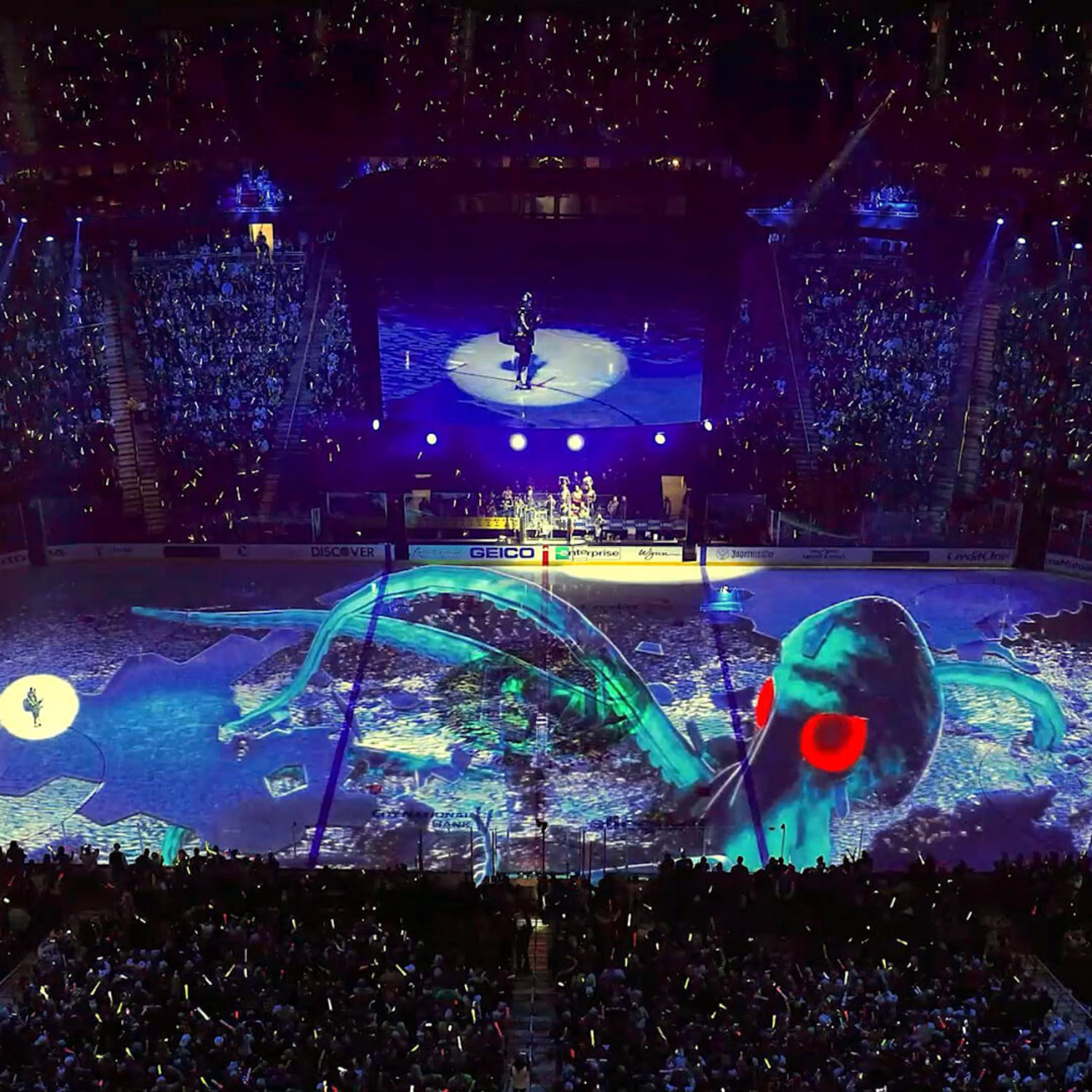 Seattle kraken hockey on ice projection video mapping