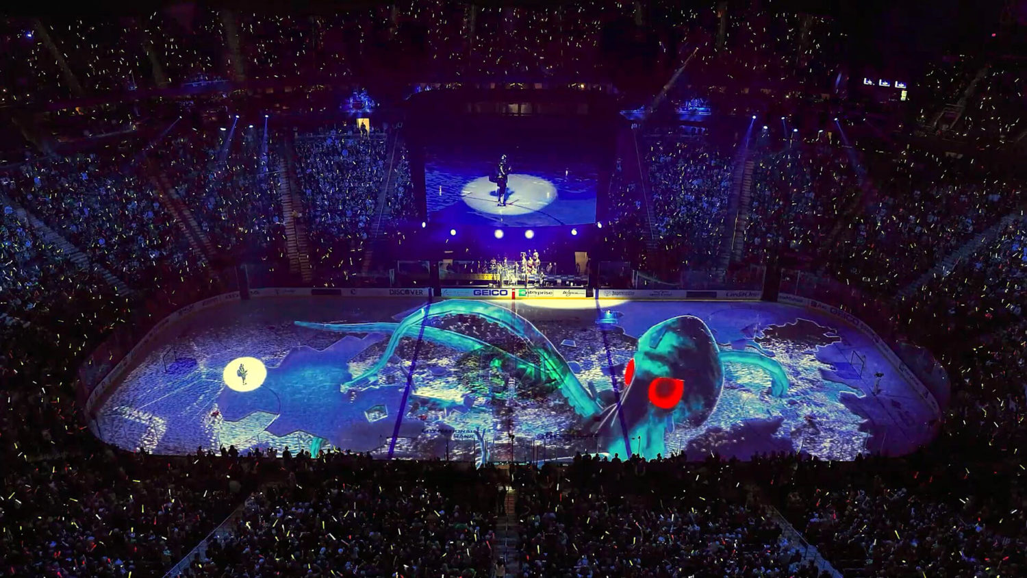 Seattle kraken hockey on ice projection video mapping