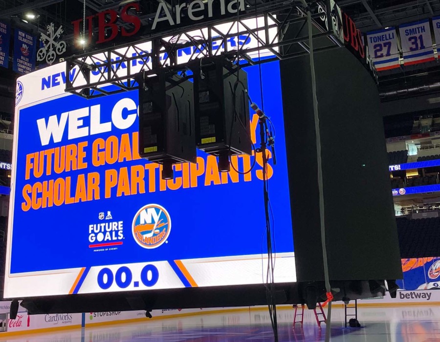 UBS Arena Projection Mapping Ice New York Islanders score board 2