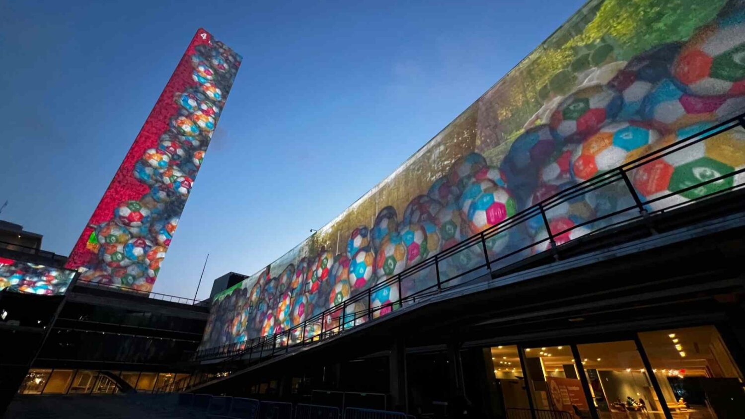 UN Building New York City Projection Mapping FIFA World Cup soccer wall