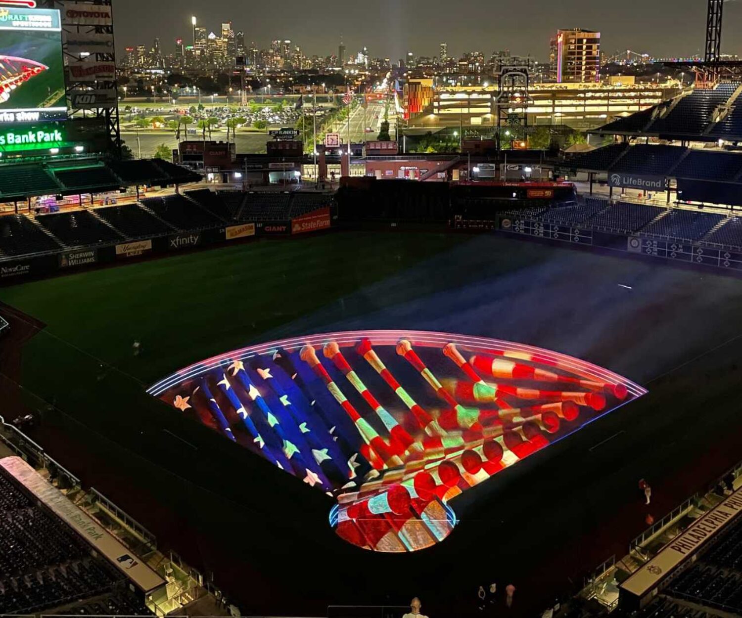 Philadelphia Phillies the Phillie Phinatic Saves the 4th Independence Day projection mapping 4