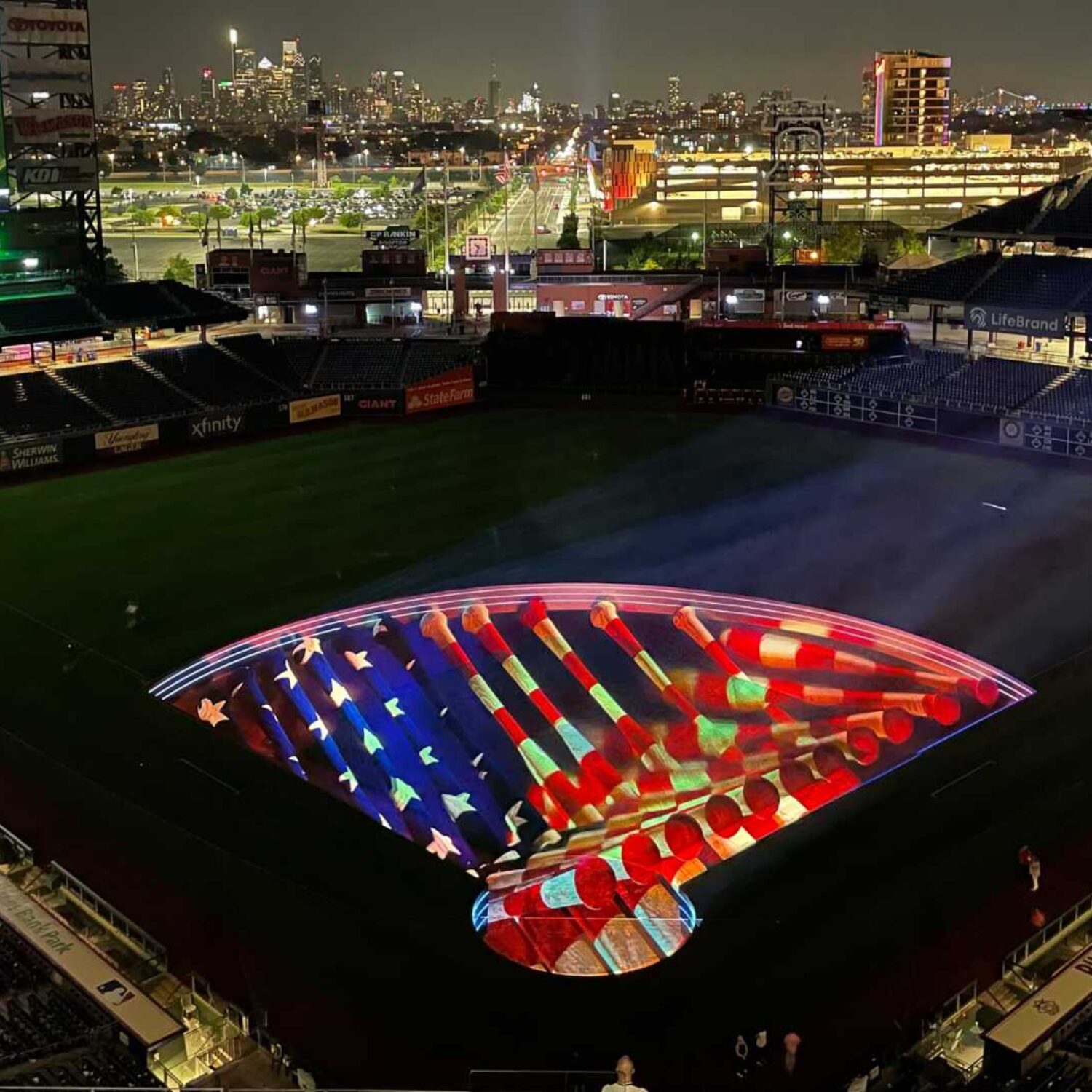 Philadelphia Phillies the Phillie Phinatic Saves the 4th Independence Day projection mapping 4