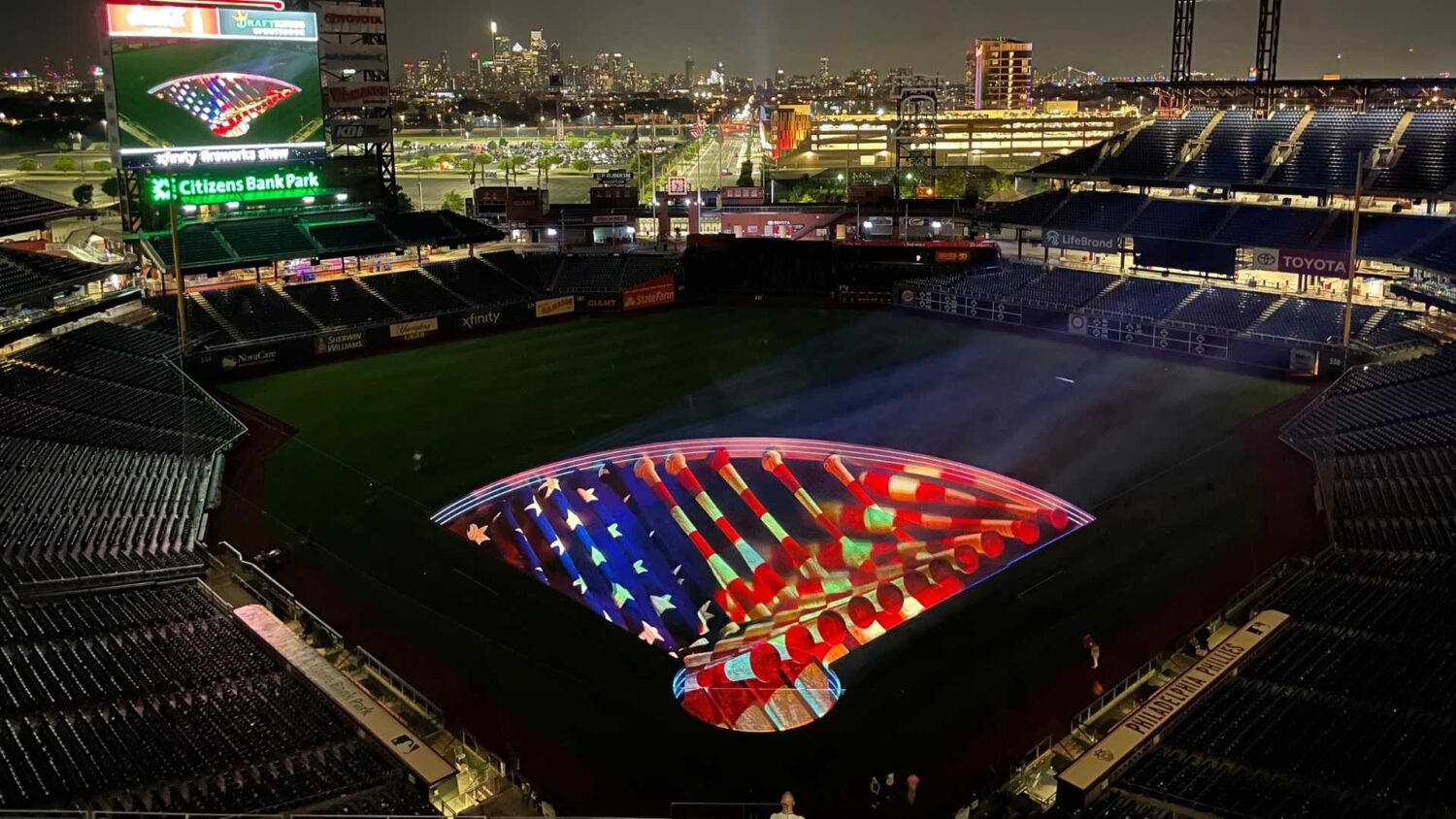 Philadelphia Phillies the Phillie Phinatic Saves the 4th Independence Day projection mapping 4