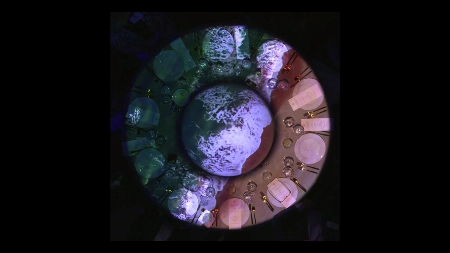 immersive dining table projection mapping wide ocean