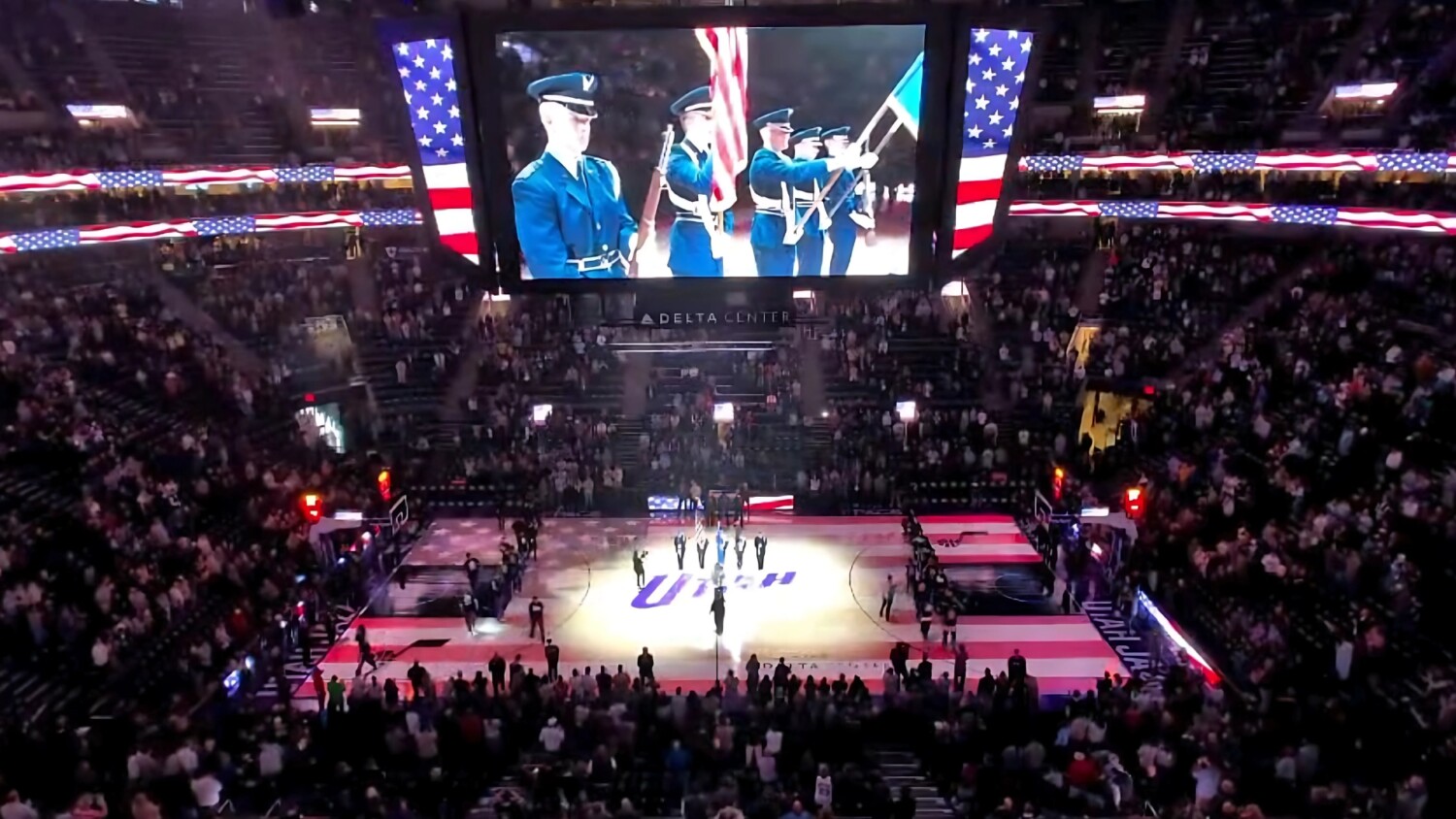 Utah Jazz projection mapping flag anthem