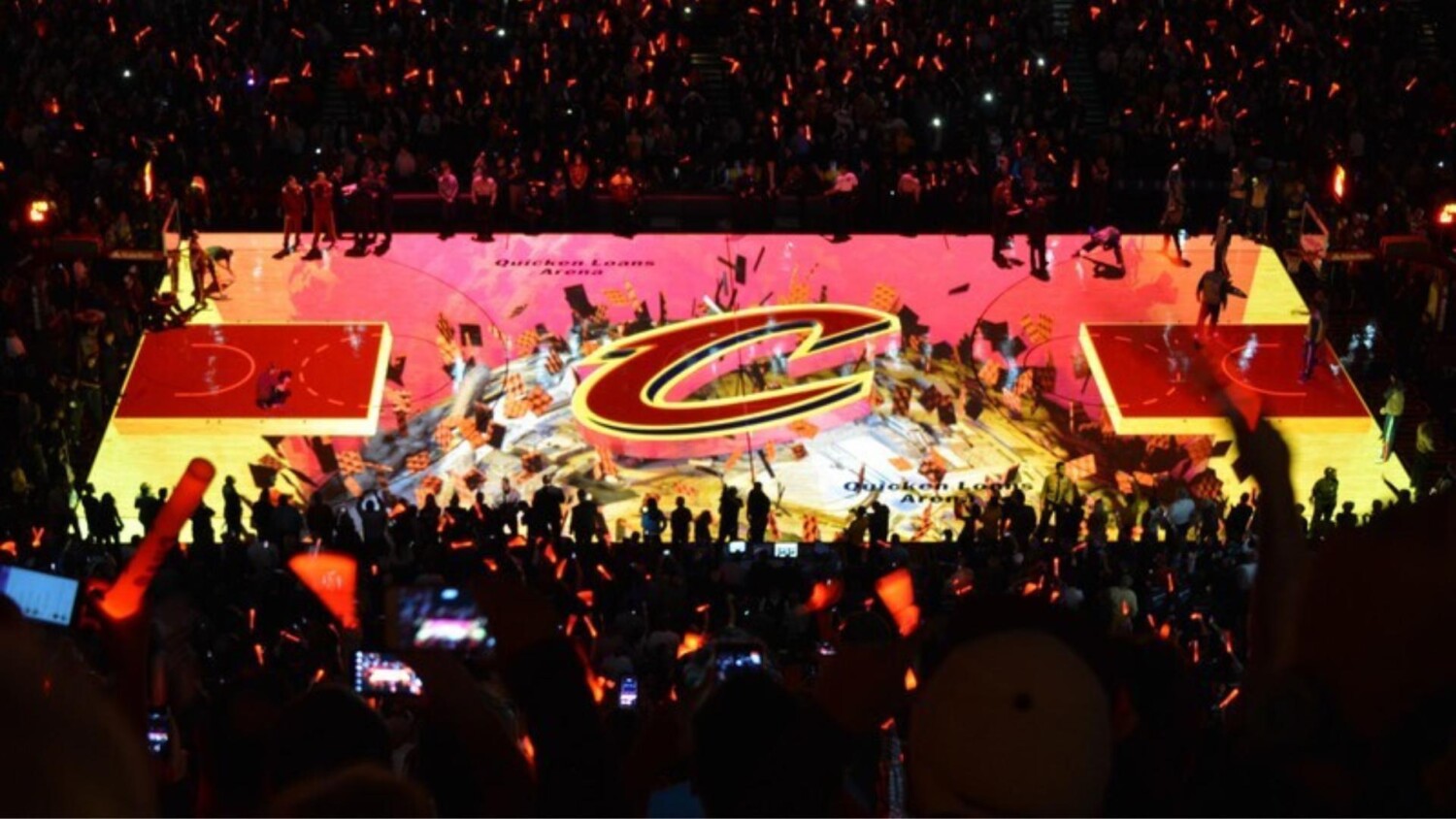 cavs basketball court projection mapping nba