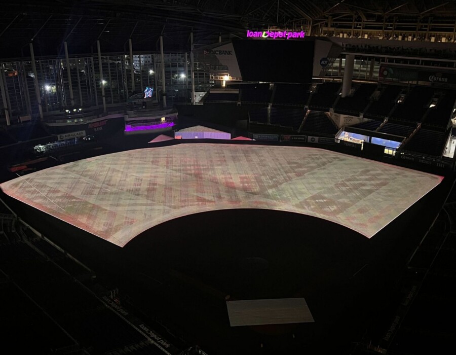 world baseball classic projection mapping show outfield set up map