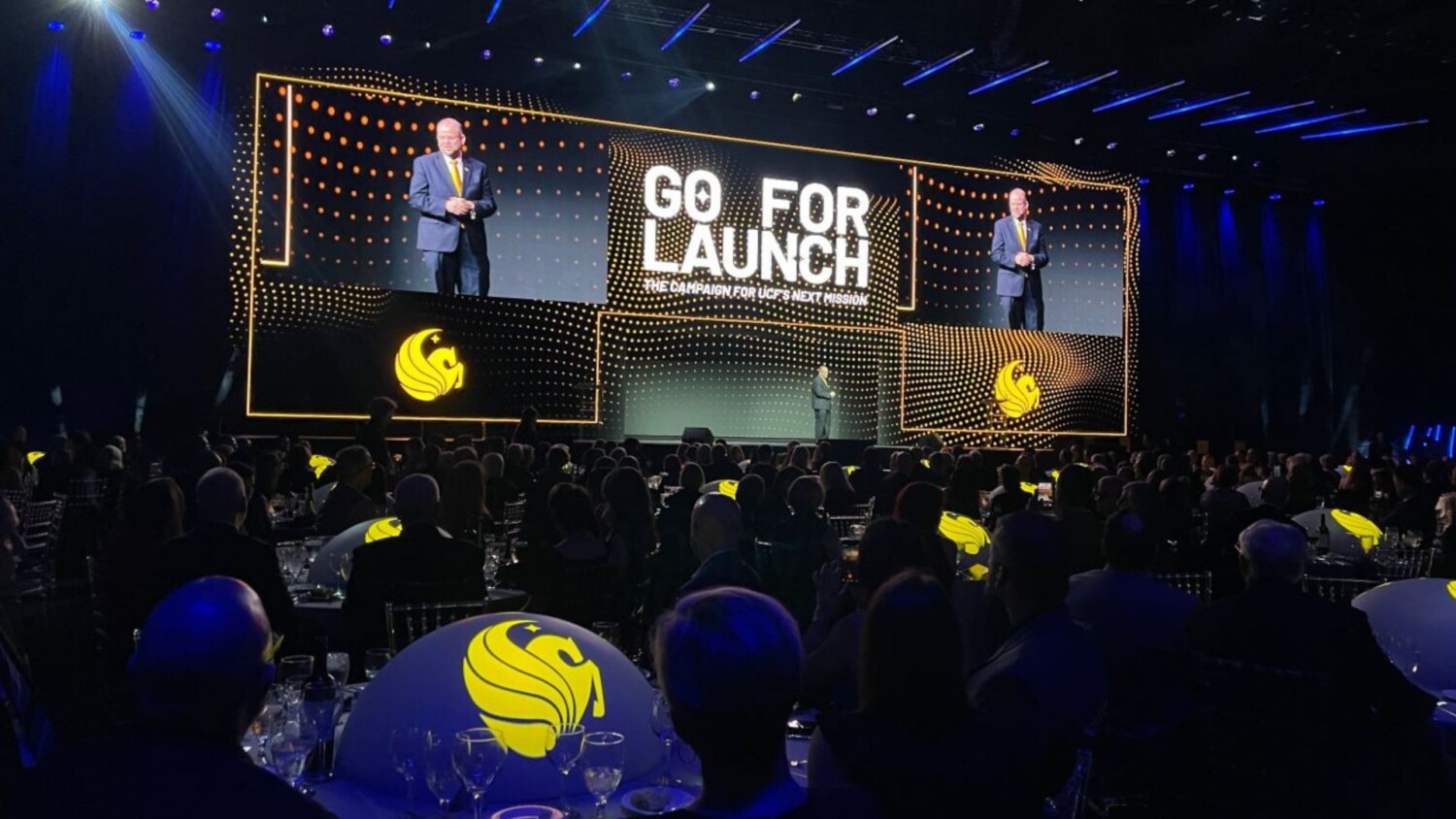 UCF Go for Launch Table Projection Mapping dark logo