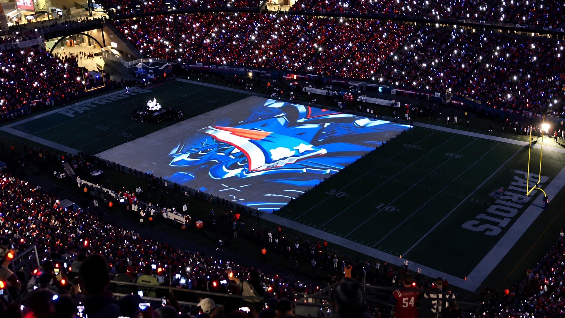 nfl football patriots projection mapping show