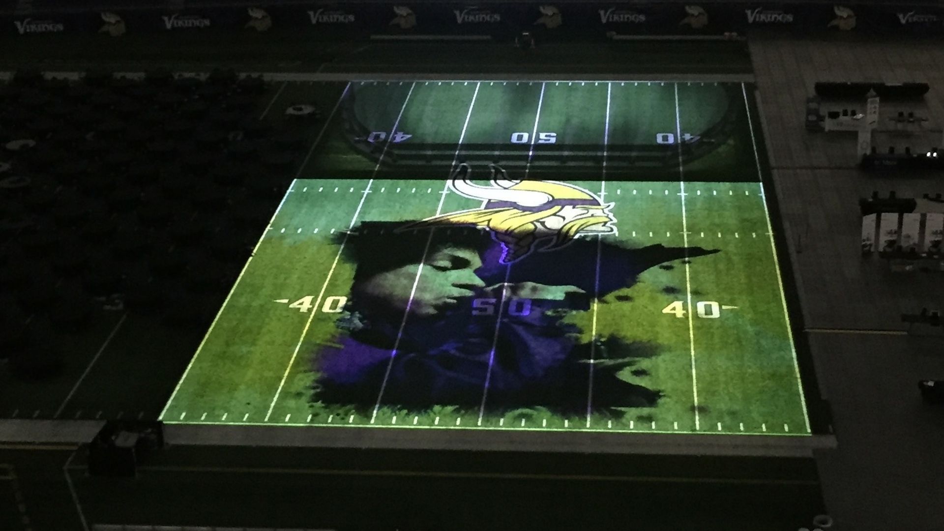prince projection mapping show football field vikings